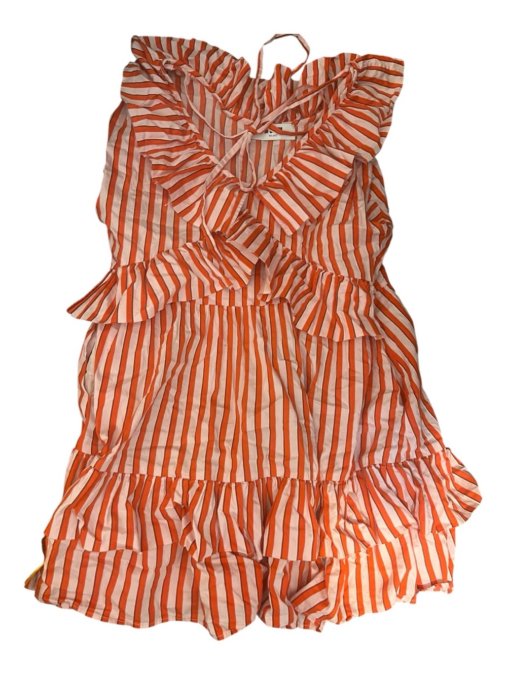 MSGM Orange and White Striped Mini Dress *